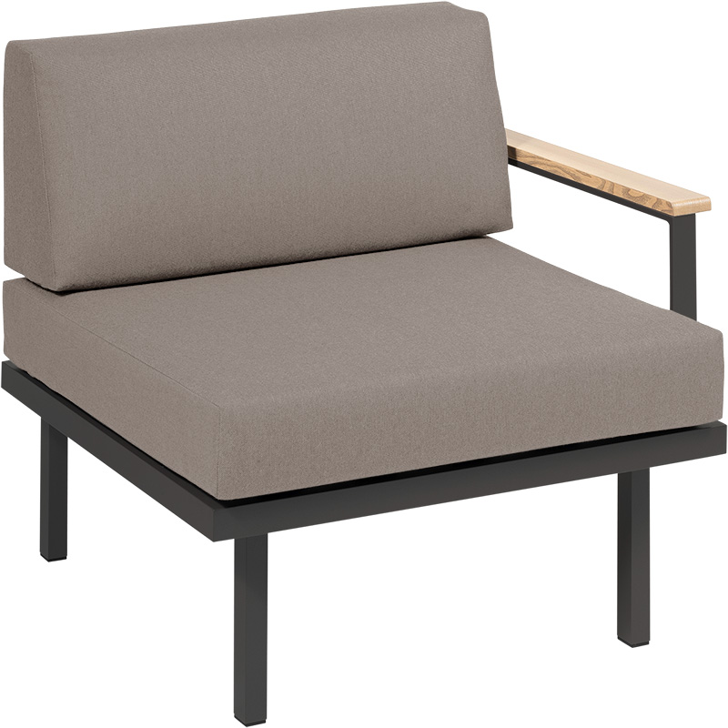 Karasek Modul Sylt 75x84 Holzarmlehne links carbon D11 naturegrey