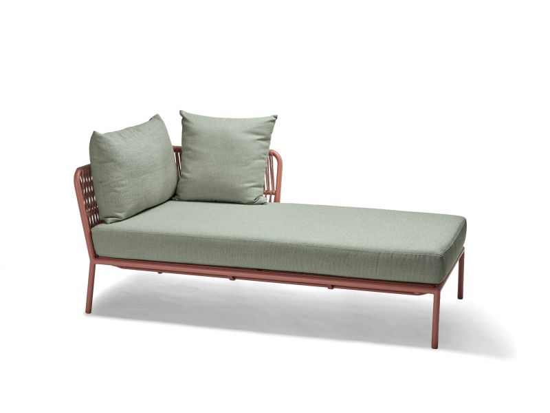Stern Recamiere Romy Aluminium/Kordel Terra Armlehne links Kissenset 100% Polyacryl Salbei