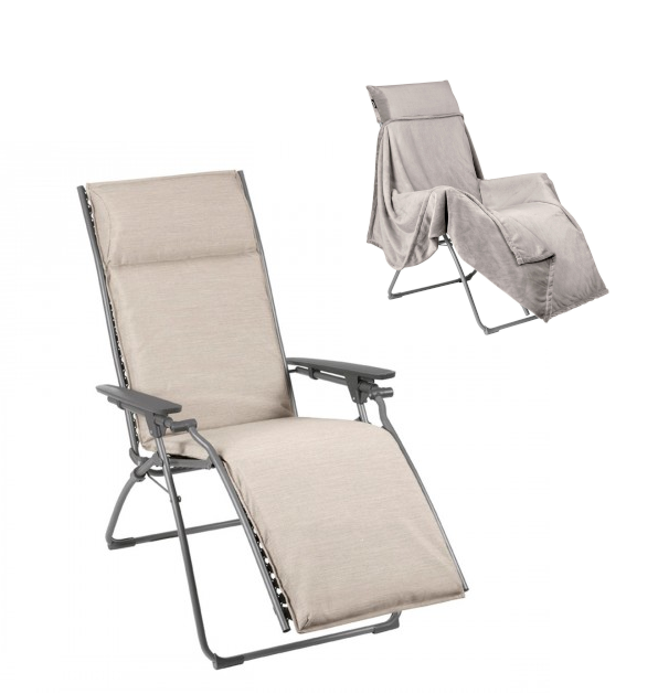 Lafuma Evolution Relaxliege Hedona Titan/Latte inkl. Fleece-Auflage beige