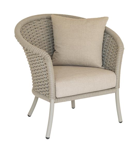 Alexander Rose CORDIAL LOUNGE SESSEL MIT ROPE IN BEIGE, RÜCKEN GERUNDET 