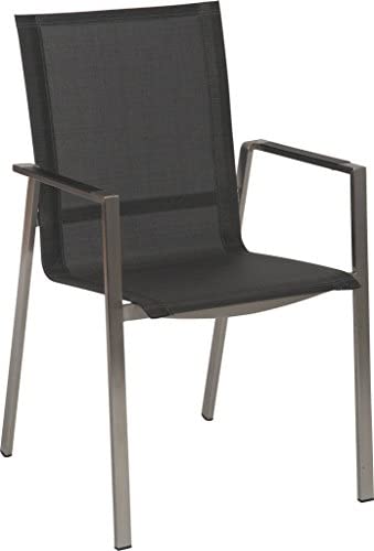 Stern Stapelsessel Boston Edelstahl mit Bezug Textilen silbergrau und Aluminiumarmlehnen