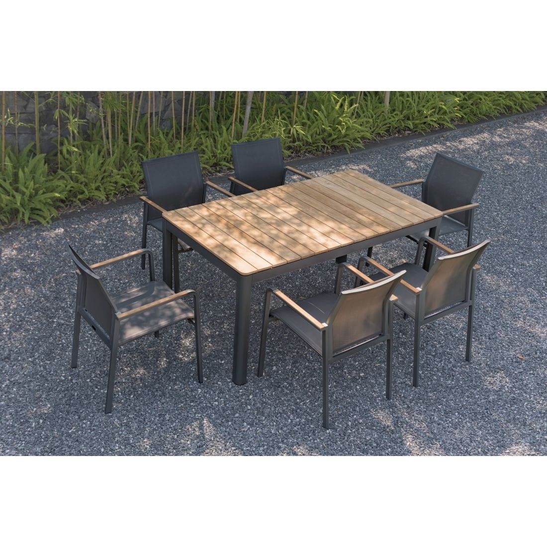 Zebra Tisch Bee Aluminium graphit/Teak