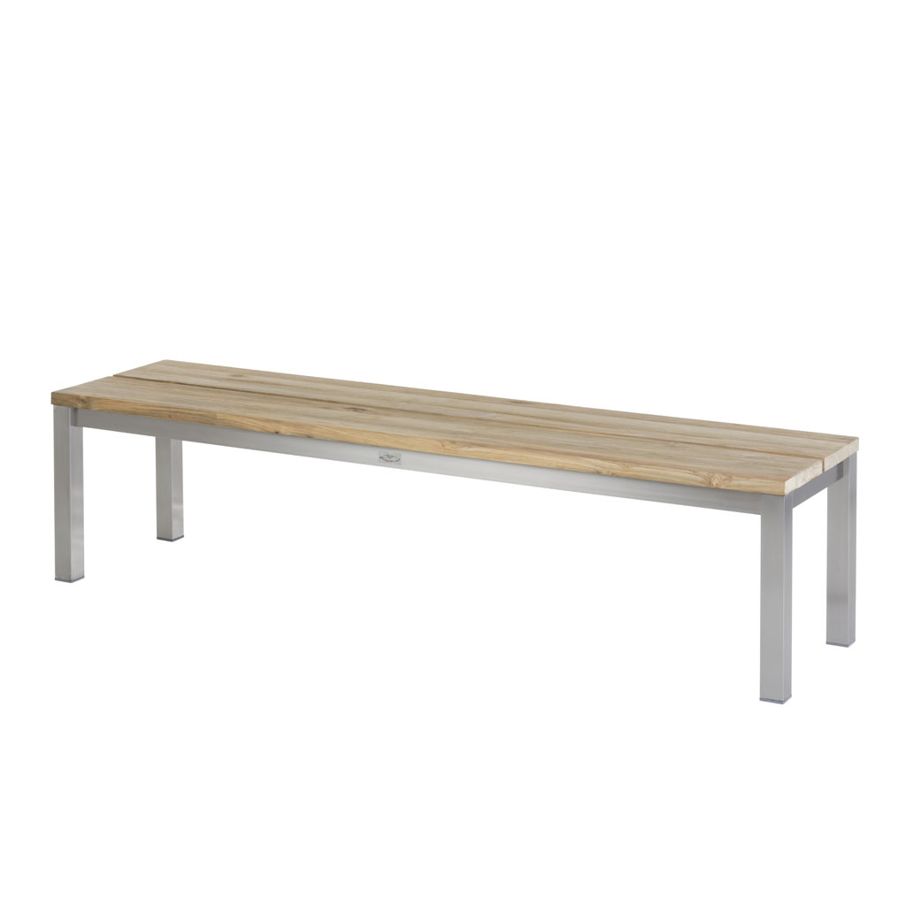Diamond Garden Piero Bank 180 cm / Edelstahl/Recycled Teak Natur breite Lamellen