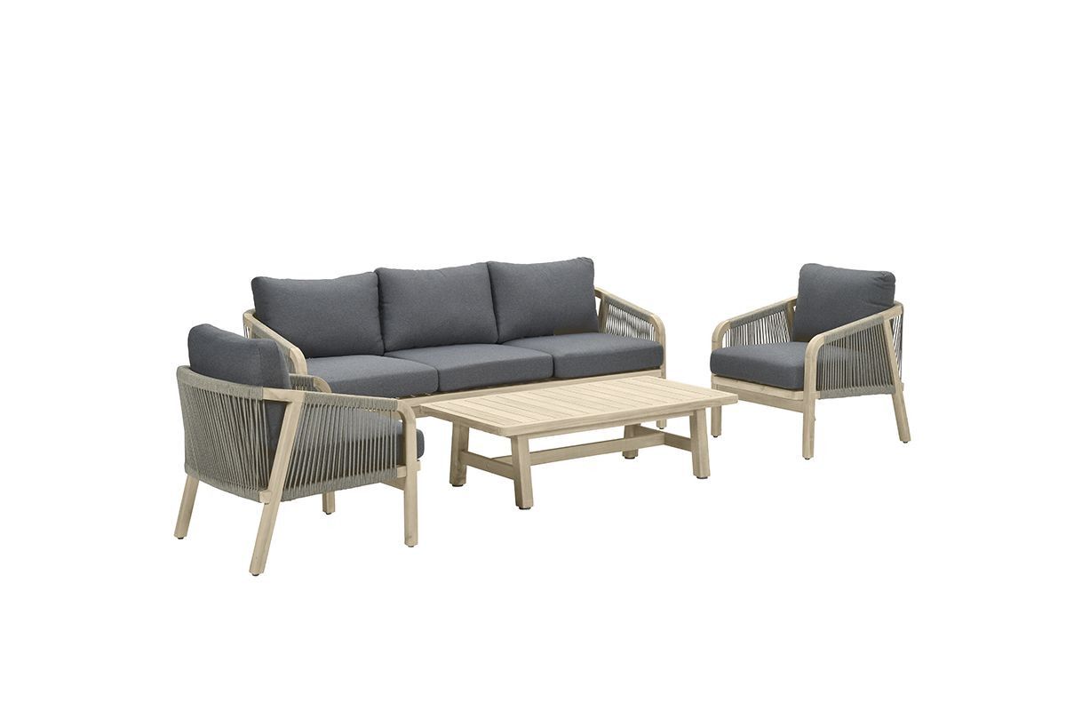 GARDEN Impressions Santos Loungeset 4-tlg.Akazie white wash/anthrazit KD