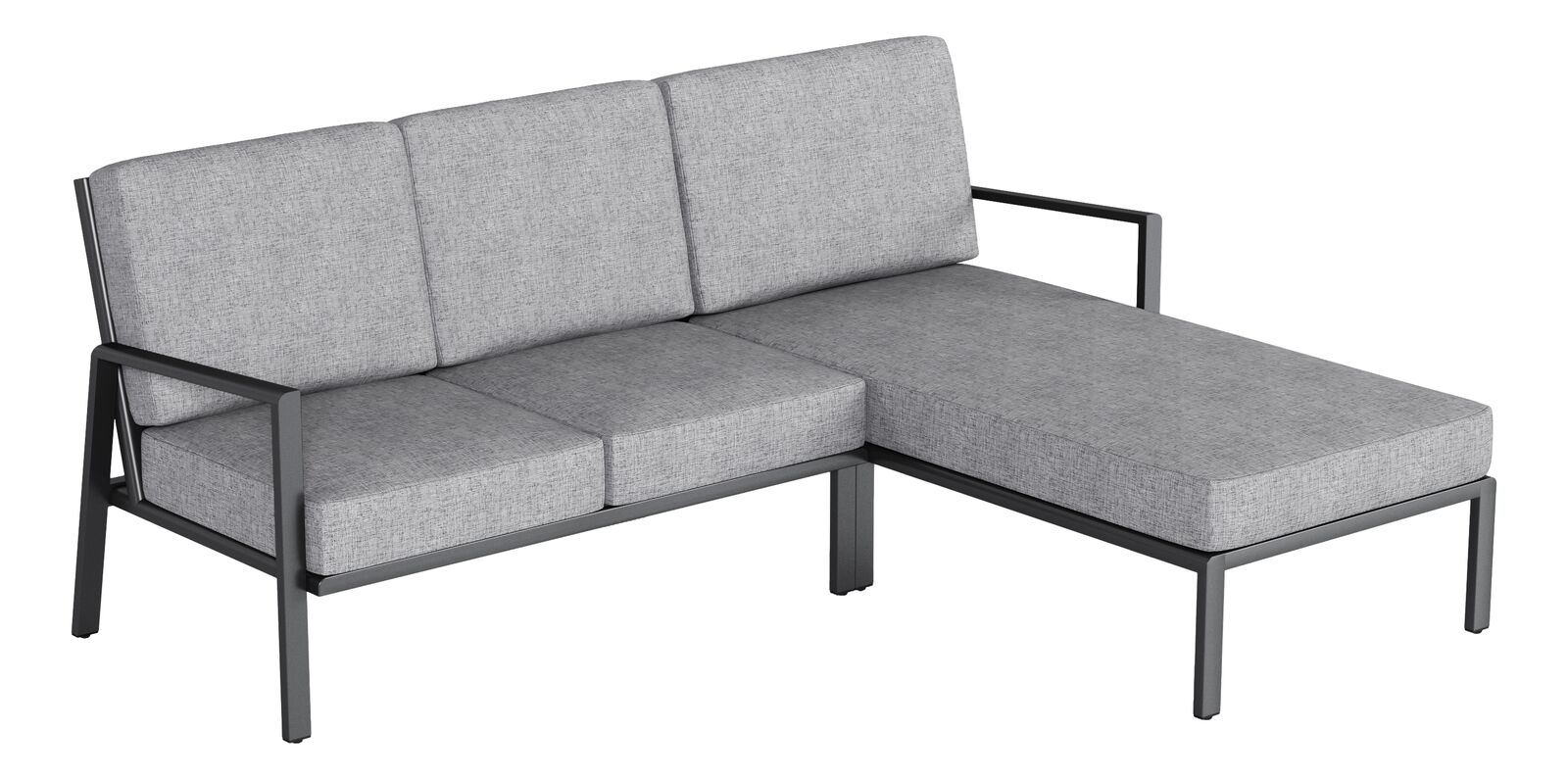 KETTLER Zenith Diningset rechts Anthrazit matt Kissen Hellgrau meliert