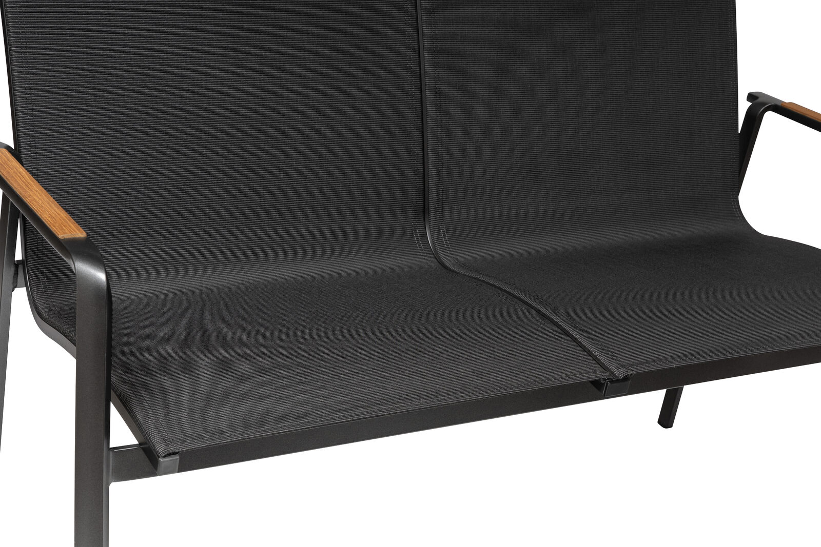 Kettler DIAMOND 2er Bank, anthrazit/ charcoal, Armlehne Teak