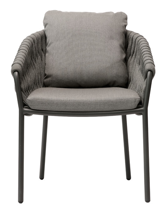 Solpuri CORDA Stapelsessel inkl. Rückenkissen Alu anthracite String-Flex anthracite / Bombay anthracite
