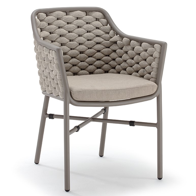 Grattoni Panama Stapelsessel mit Armlehnen Aluminium Taupe/Beige