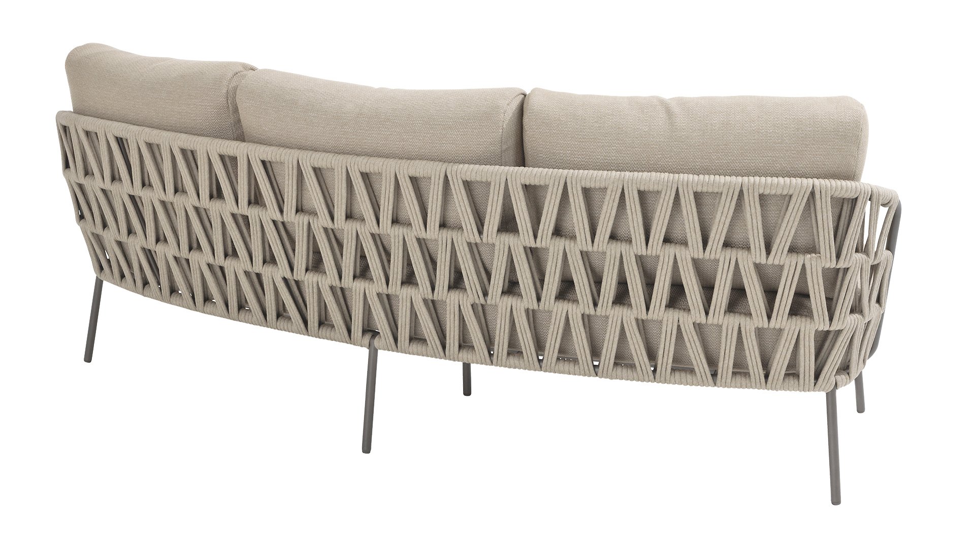 4 Seasons Outdoor Mallorca Dining Bank Low 3-Sitzer mit 4 Kissen Terre/Taupe