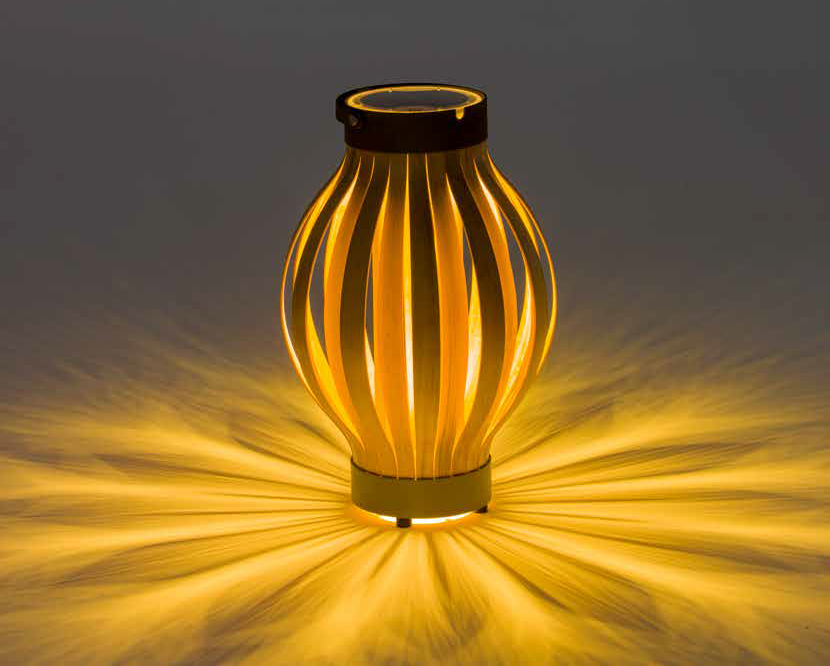ARCO Tulip Laterne/Lampe in Teak H 60 cm