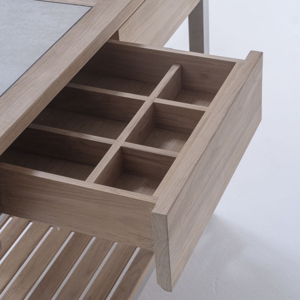 ARCO Quadro Multifunktioneller Servierwagen Teakholz/Edelstahl