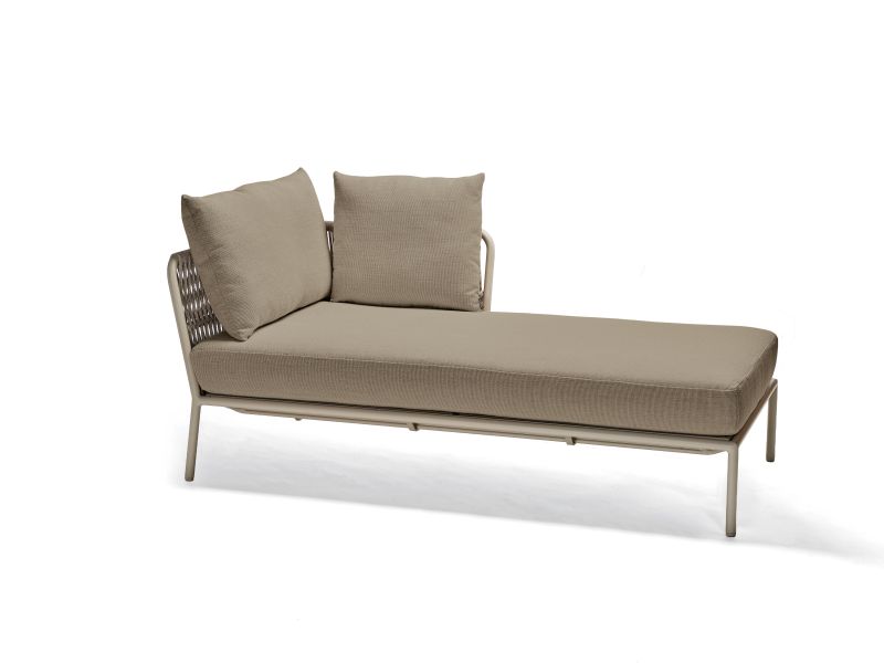 Stern Recamiere Romy Aluminium/Kordel greige Armlehne links Kissenset 100% Polyacryl Muskat