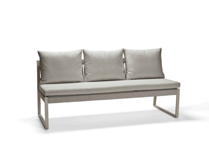 Stern Bank 3-Sitzer Tammo Aluminium/Kordel greige Kissenset 100% Polyacryl Macchiato