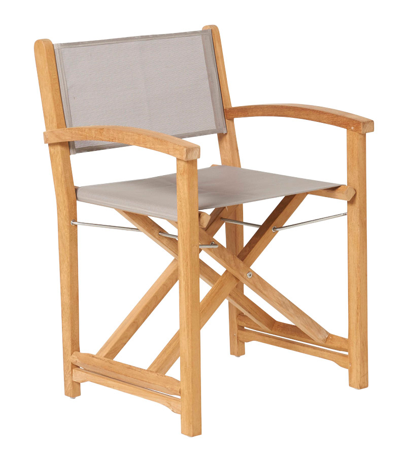 Traditional Teak Director chair Kate klappbar taupe Teakholz-Batyline