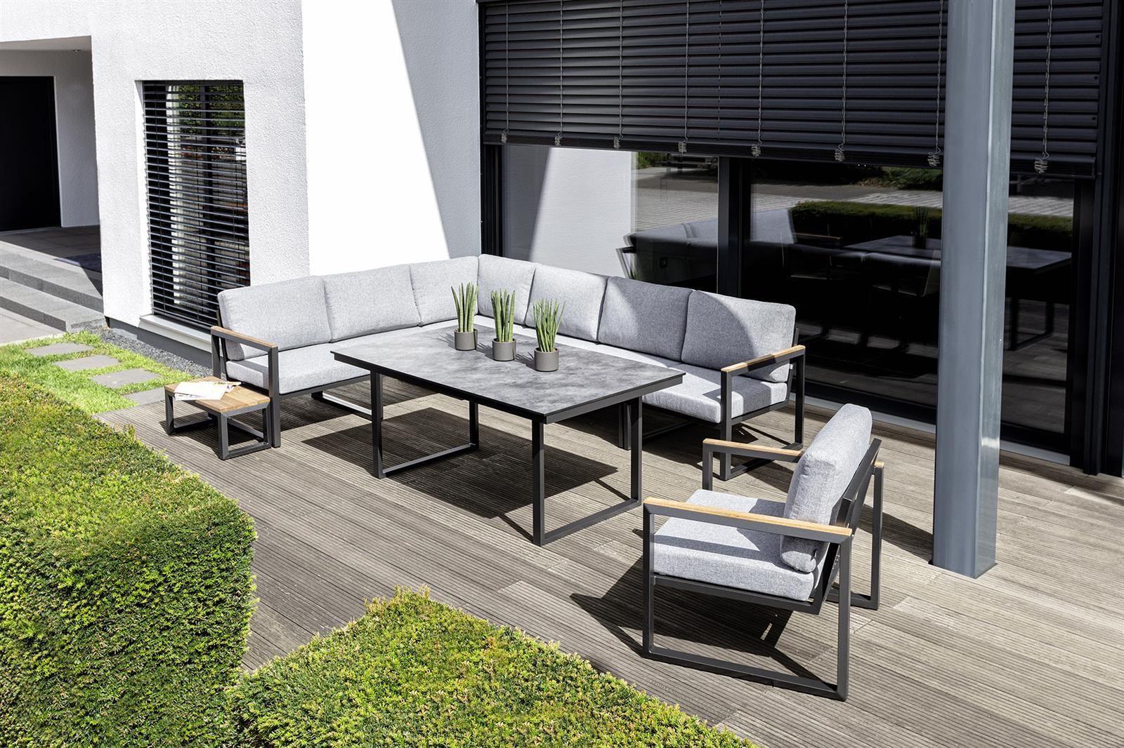 KETTLER OCEAN SKID MODULAR Set anthrazit mit Aluminium Armlehne mit Keramik Tischplatte