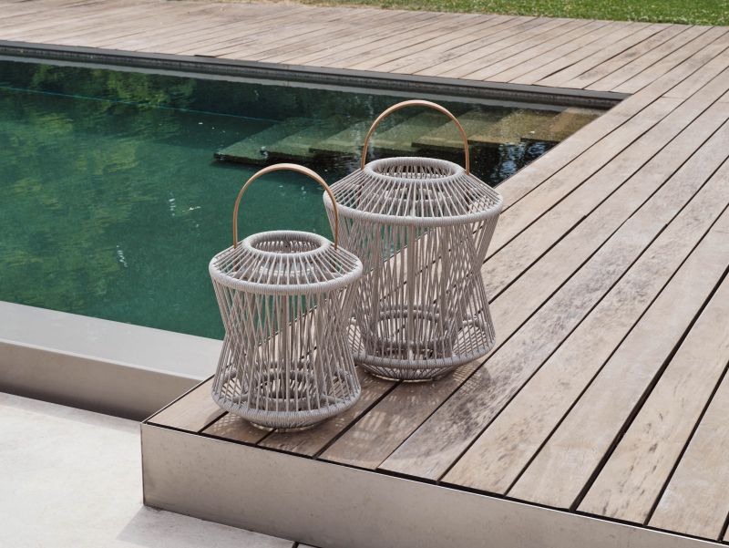 Stern Laterne Yola Ø 36 cm Höhe 65 cm Aluminium greige Kordel greige mit LED-Solarmodul