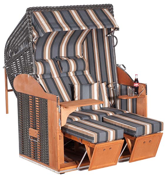 Gartenstrandkorb "Classic" 
2-Sitzer, Liegemodell 
Kunststoffgeflecht schwarz