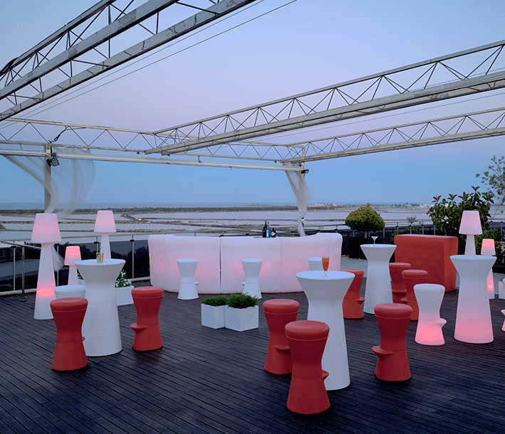 Outdoor LED-Tisch Capri 110 Kaltlicht Rund