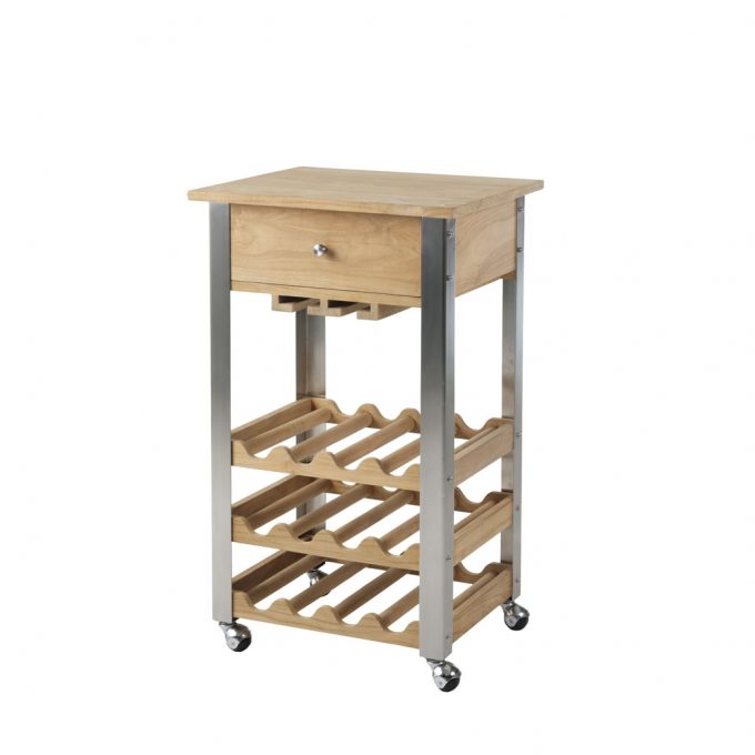 Diamond Garden Merlot Weintrolley Edelstahl/Teak