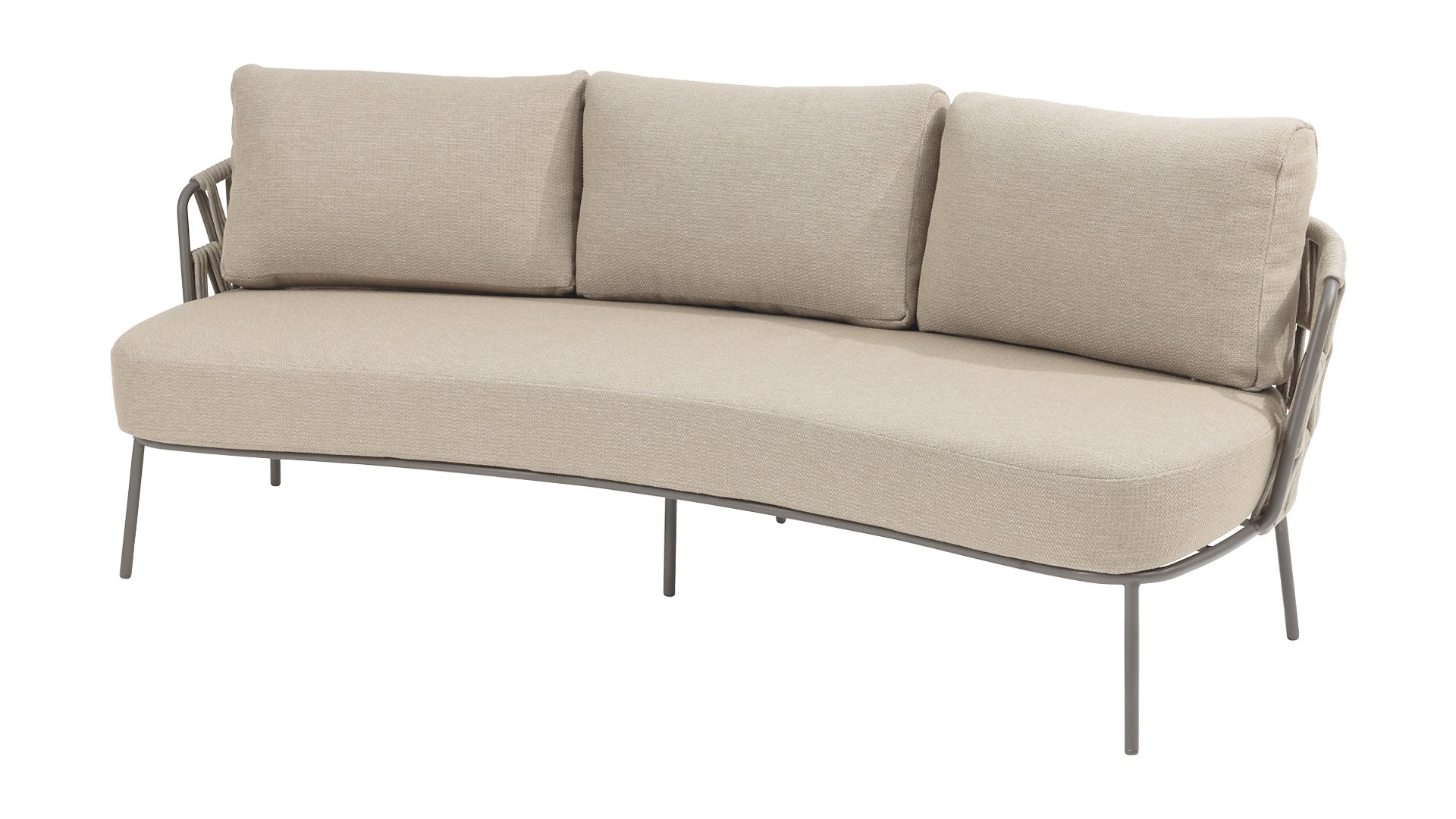 4 Seasons Outdoor Mallorca Dining Bank Low 3-Sitzer mit 4 Kissen Terre/Taupe