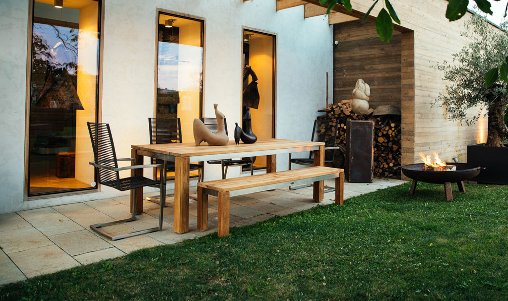 Diamond Garden Bank Nizza 190 cm Edelstahl / Recycled Teak Natur