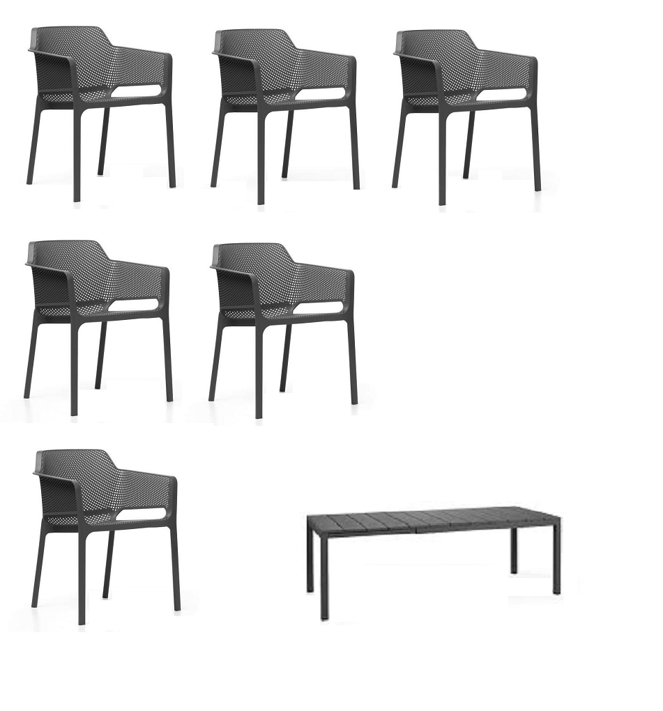 Nardi Net Dining Tischset + Rio Ausziehtisch 140-210 cm