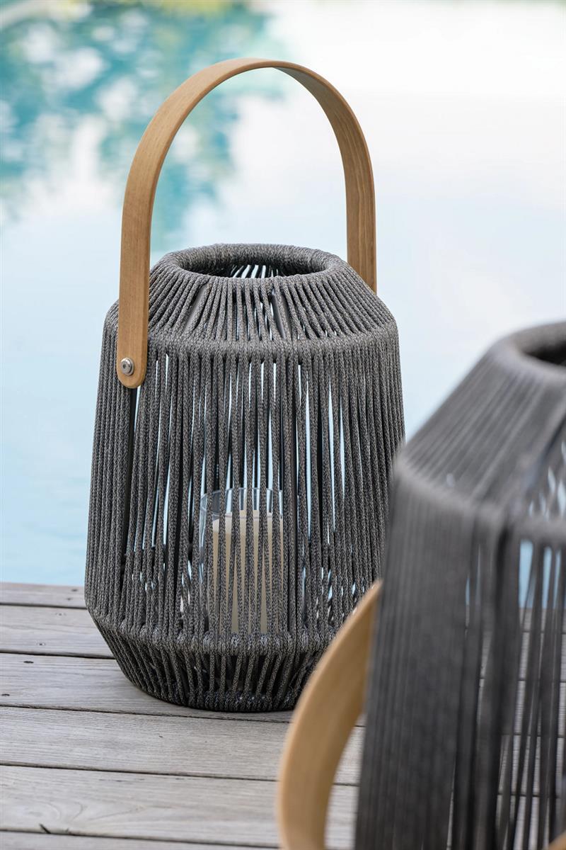 Stern Laterne Nele Ø 39 cm Höhe 50 cm Kordel schiefergrau mit LED-Solarmodul