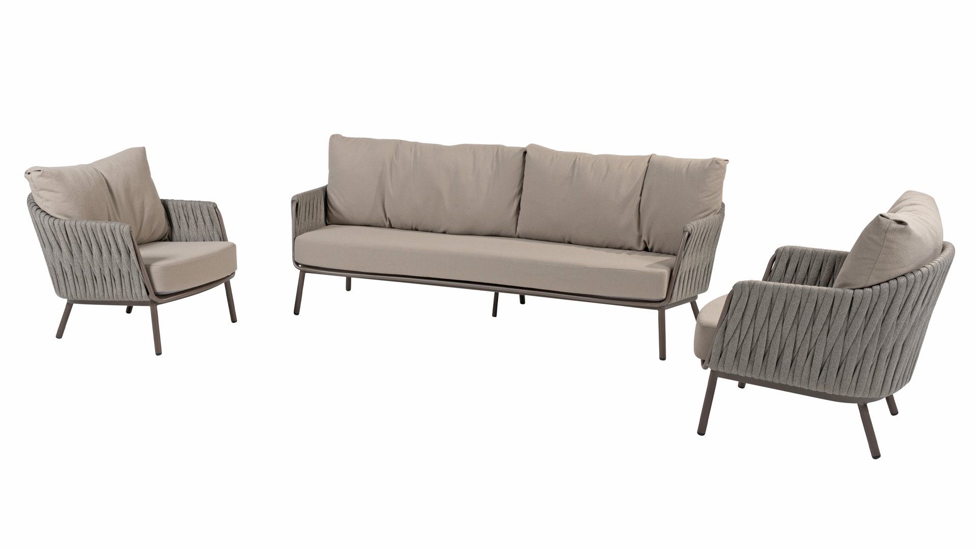 Taste by 4 Seasons Outdoor Cannes Lounge Set mit Kissen Terre/grau