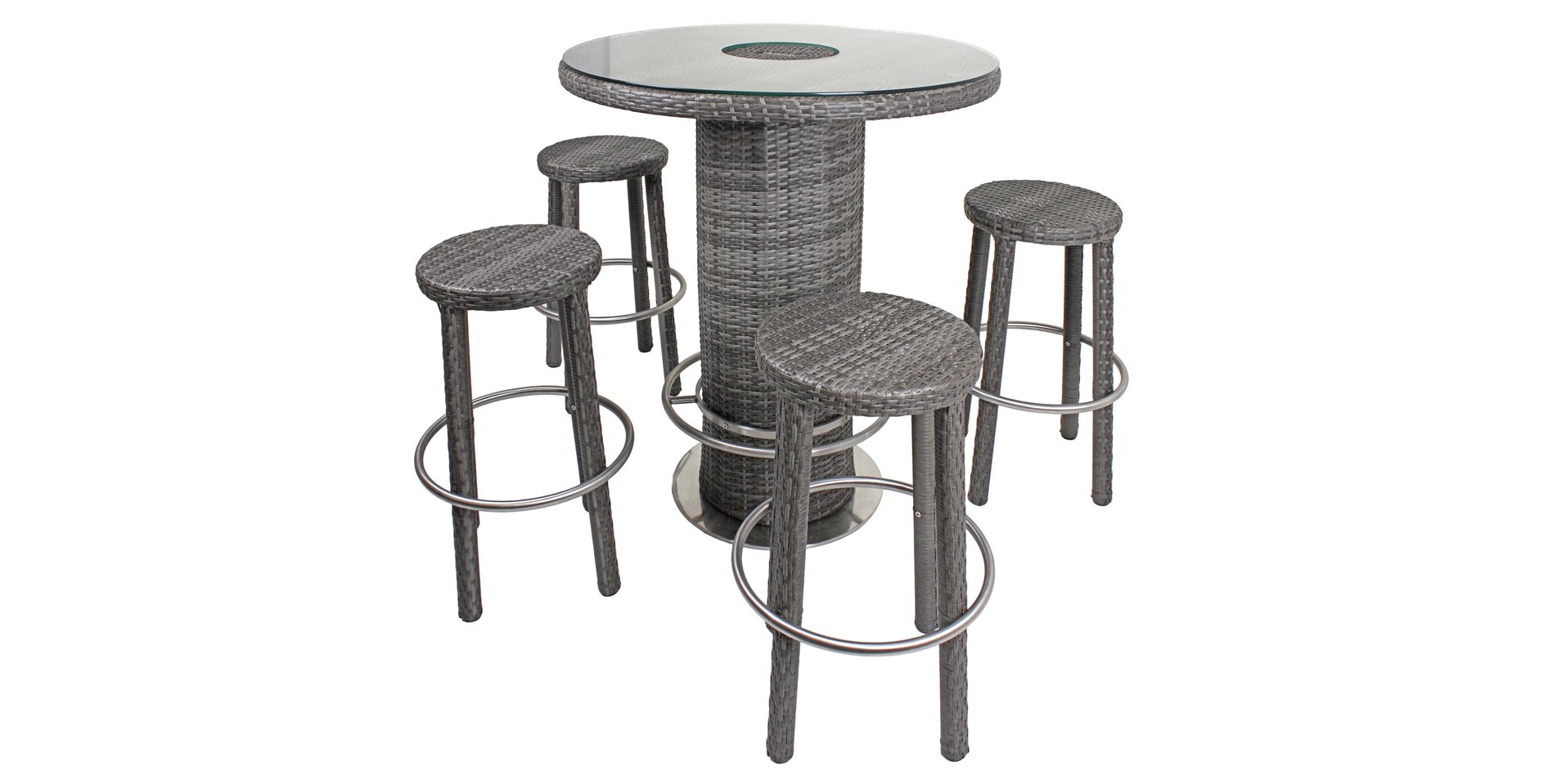 Polyrattan Barset Garden grau 5 teilig