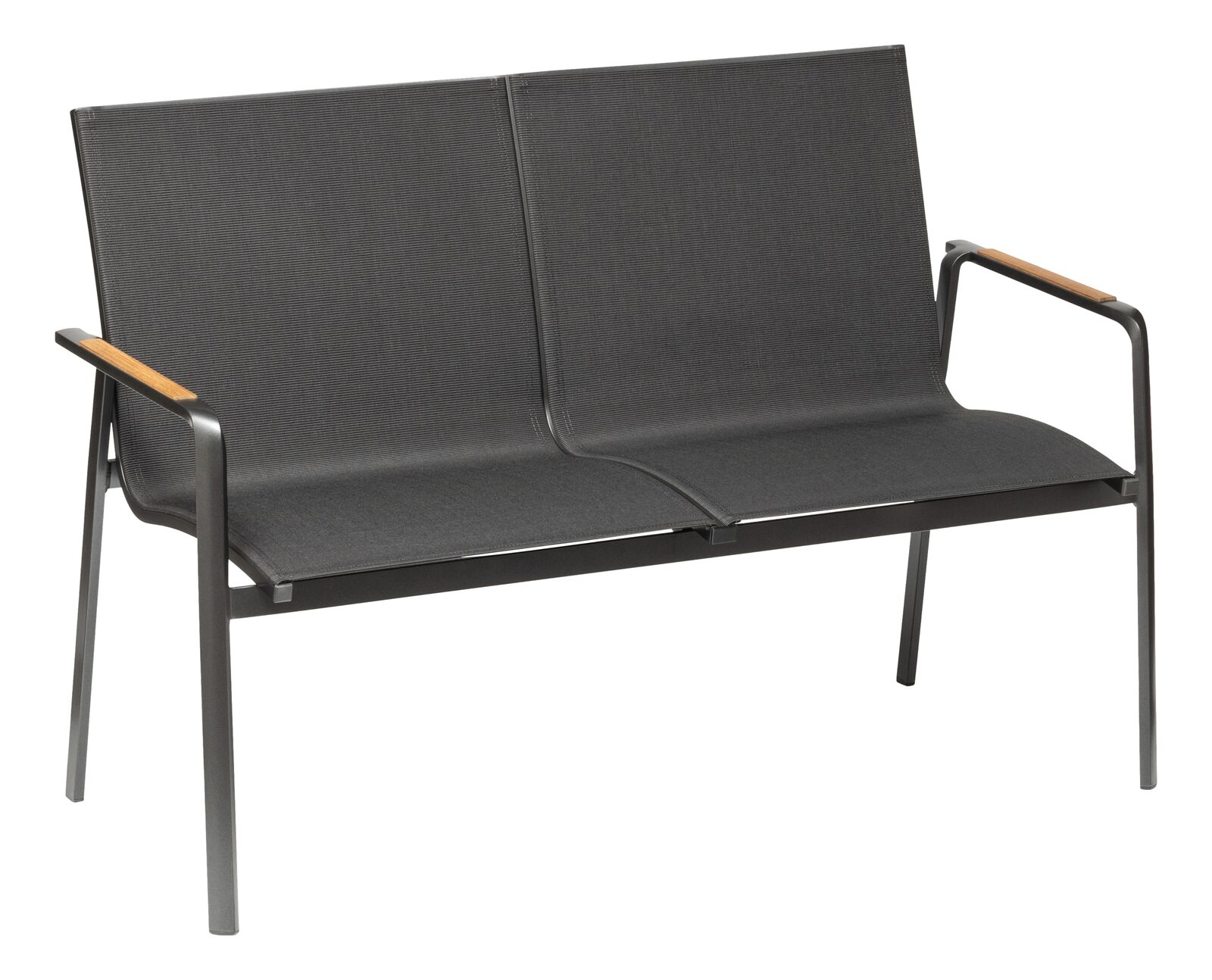 Kettler DIAMOND 2er Bank, anthrazit/ charcoal, Armlehne Teak
