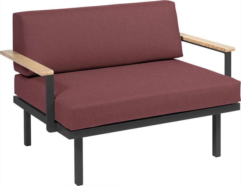 Karasek Modul Sylt 100x84 Holzarmlehne links und rechts carbon D08 burgund