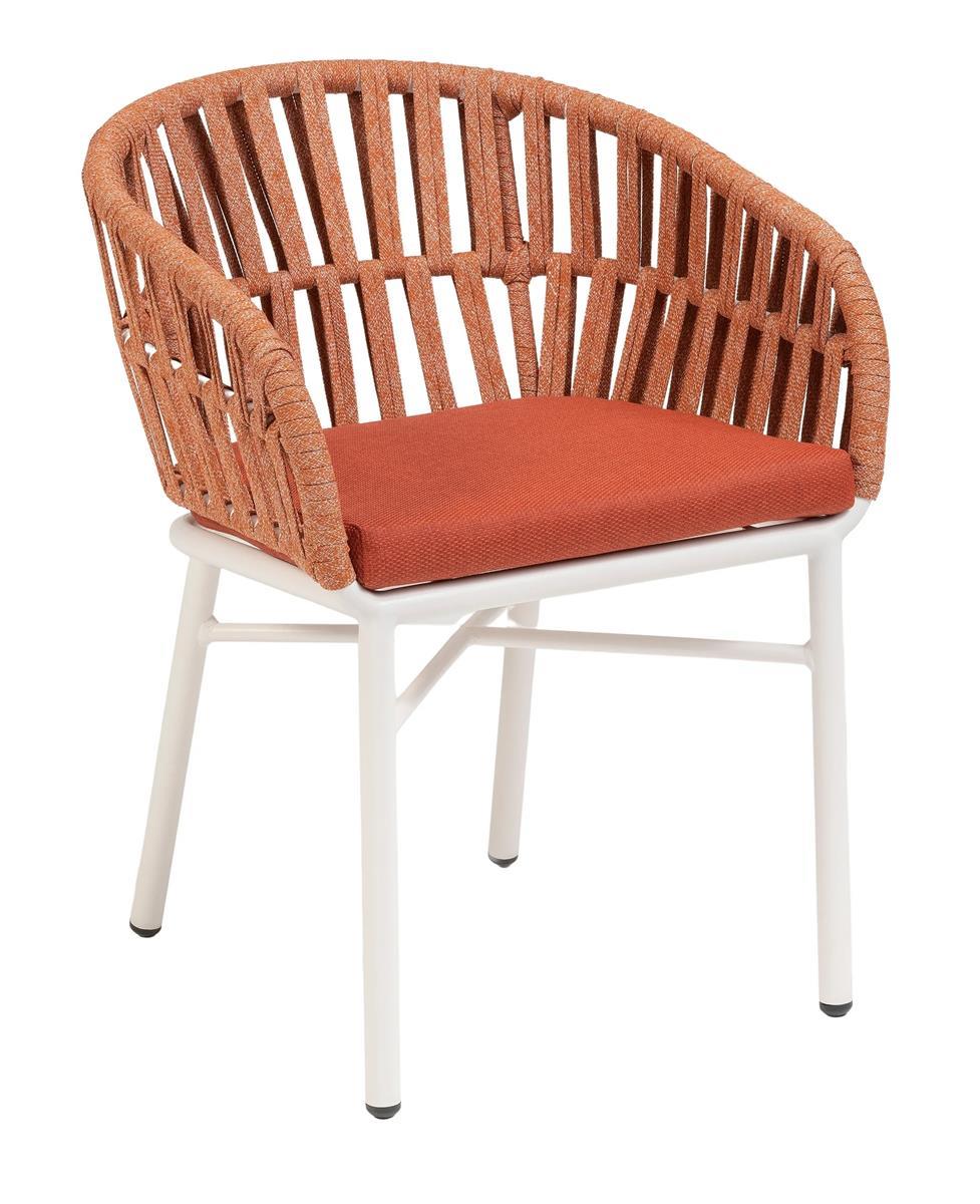Armstuhl Berry Aluminium/Kunststoffschnüre weiß/terracotta