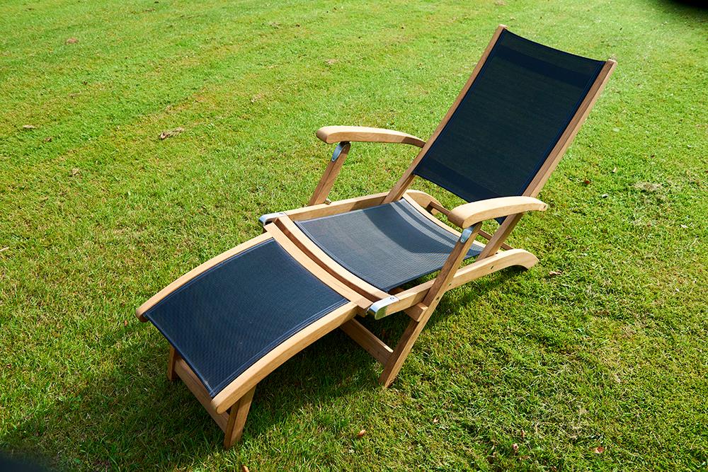 Traditional Teak Deckchair Kate schwarz Teakholz