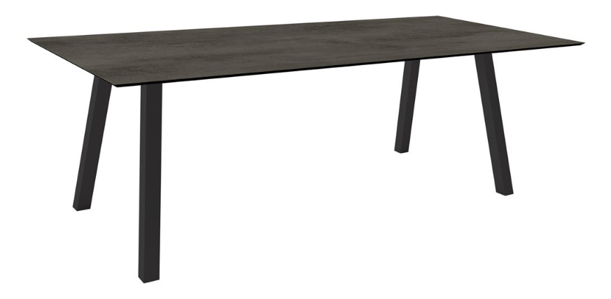Stern Tisch 220x100 cm Vierkantrohr Aluminium anthrazit Tischplatte Silverstar 2.0 Zement