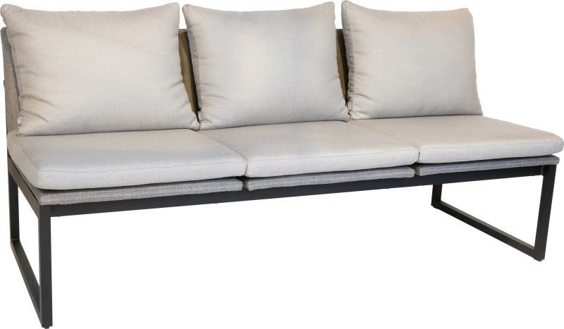Stern Tammo Eckbank Aluminium schwarz matt Kissenset Cream 4-teilig