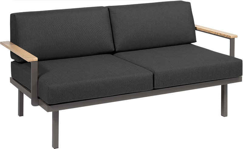 Karasek Modul Sylt 150x84 Holzarmlehne links und rechts grau metallic D10 sooty