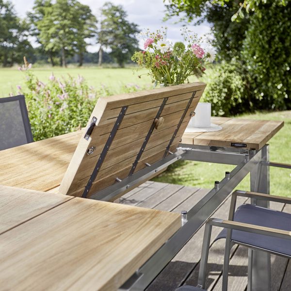 Diamond Garden Levanto Ausziehtisch 170-270×90 cm - 3 Planken / Edelstahl/Recycled Teak Natur