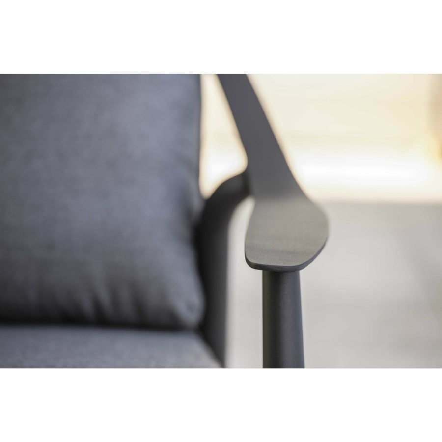 Stern Lounge-Sofa 3-Sitzer Vanda Aluminium anthrazit mit Kissen 100% Acryl Dessin seidengrau