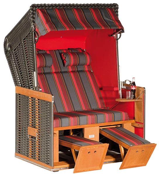 Gartenstrandkorb "Konsul" 
2-Sitzer, Halbliegemodell 
Kunststoffgeflecht anthrazit