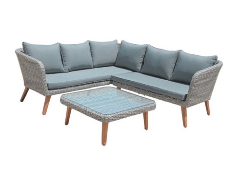 Lounge-Set PRIMA Kunststoffgeflecht/Akazie grau/dunkelgrau