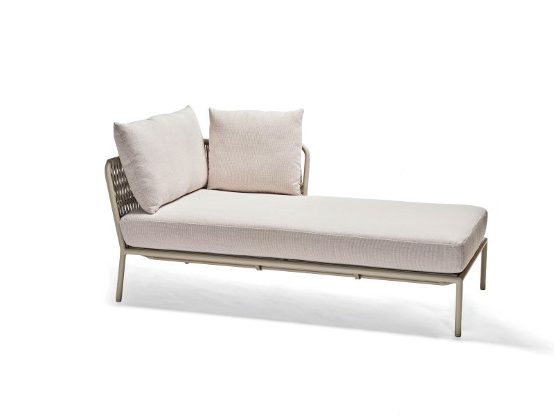 Stern Recamiere Romy Aluminium/Kordel greige Armlehne links Kissenset 100% Polyacryl Vanilla