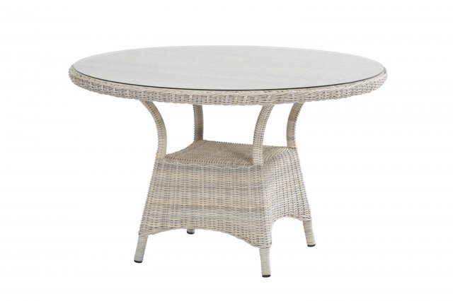 Safi dining table 120 cm ø inkl. glass  + Schirmloch Elzas