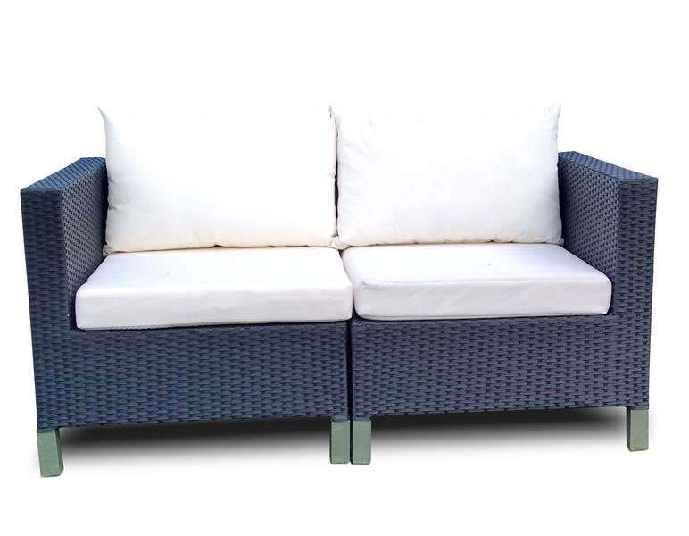 Polyrattan 2-Sitzer Bank Esshöhe schwarz von GARINO Premium B-Ware