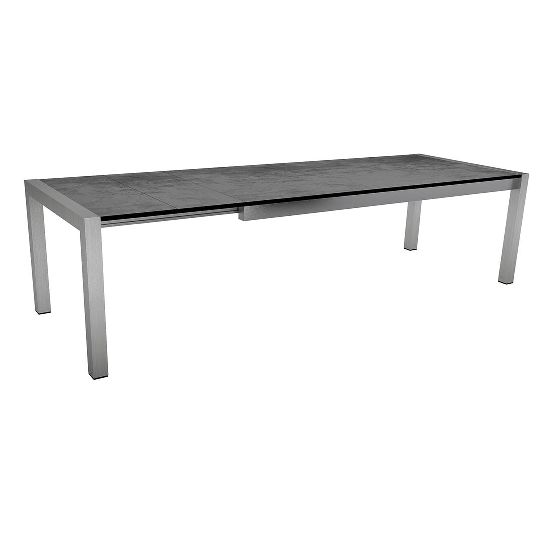 Stern AUSZIEHTISCH 214/294X100 CM EDELSTAHL MIT TISCHPLATTE SILVERSTAR ZEMENT