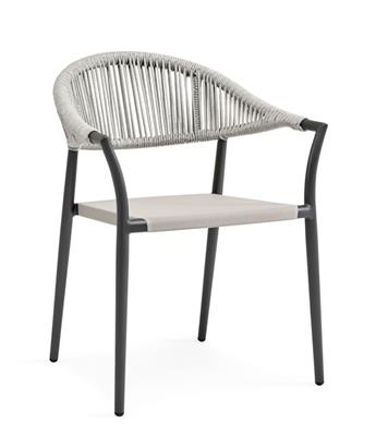 SUNS Matera Dining Sessel Aluminiumgestell Matt royal grau Rope Camel Sand