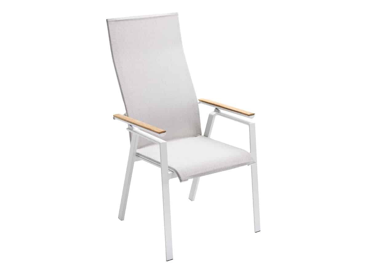 Solpuri Soul Verstellsessel hoch Aluminium/Softex Teakholz weiss/shell