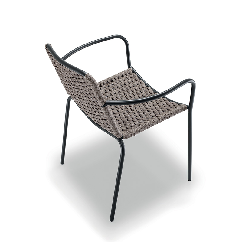 Grattoni Cannes/Lux Sessel stapelbar mit Armlehnen Stahl Anthrazit/Braun