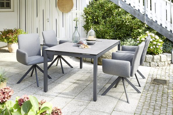 Diamond Garden Arona Drehstuhl "Sun&Rain" Edelstahl-Dunkelgrau/Tuvatextil PU beschichtet