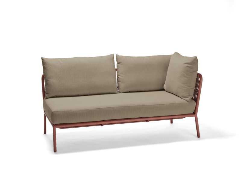 Stern Element 2-Sitzer Romy Lounge Aluminium/Kordel Terra Armlehne links Kissenset 100% Polyacryl Muskat