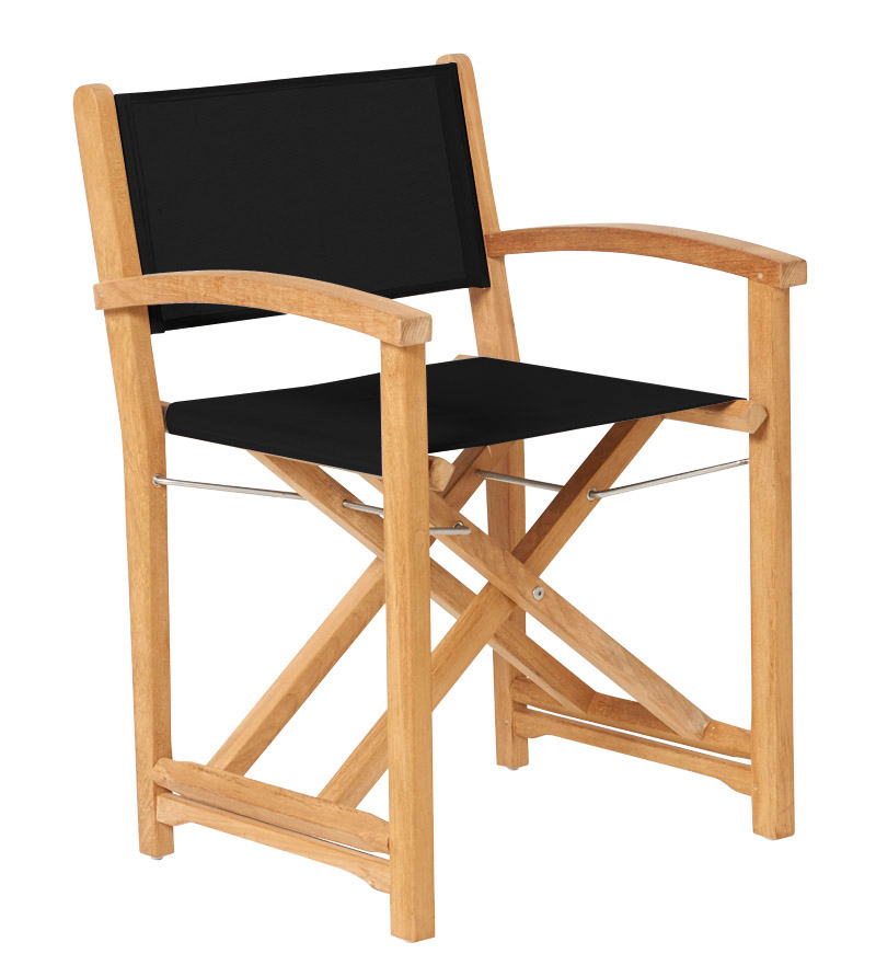 Traditional Teak Director chair Kate klappbar schwarz Teakholz-Batyline